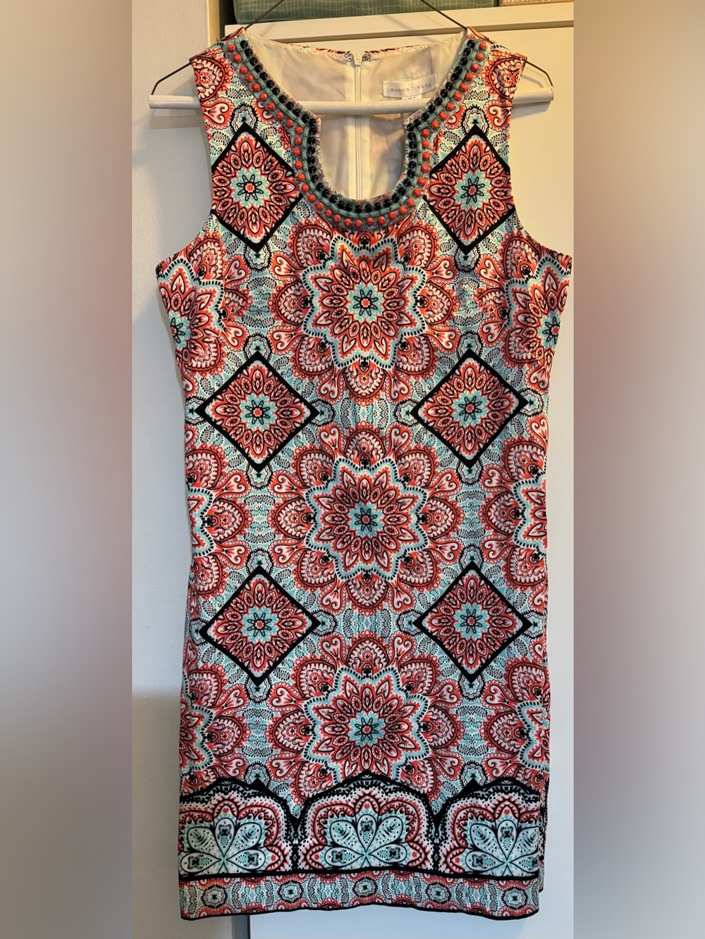 Women's London Times sleeveless Embellished Geometric Dress Size 8